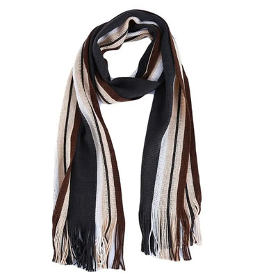 Casual Cashmere Men Striped Scarf – Winter Warm Tassel Shawl