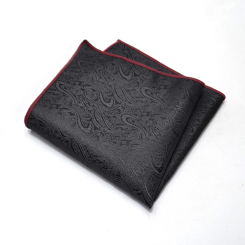 25cm Men’s Classic Paisley Striped Pocket Square – Elegant Handkerchief for Suit & Wedding