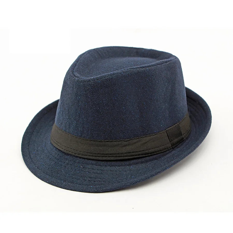 Unisex British Felt Jazz Fedora Hat – Elegant Wool Bucket Hat for Autumn & Winter