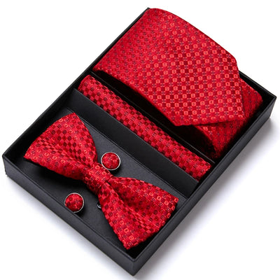 VanGise Prestige Tuxedo Gift Set – Silk Tie, Bow Tie, Cufflinks & Handkerchief