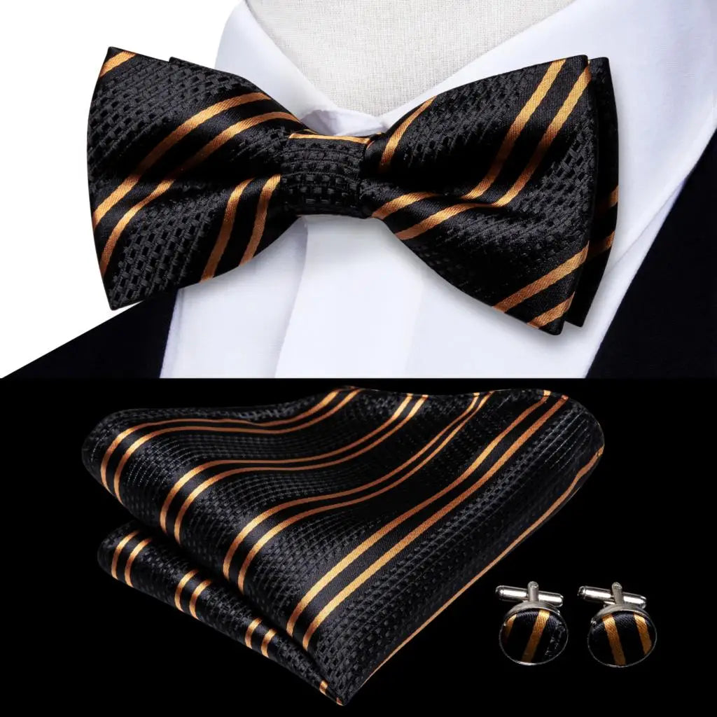 Champagne Gold Floral Pre-Tied Bow Tie Gift Set