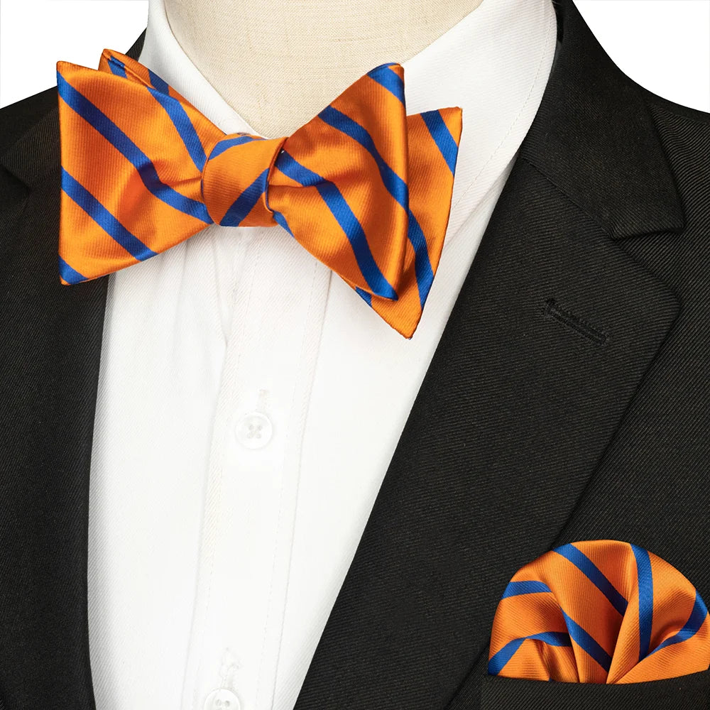 Striped Silk Bow Tie & Pocket Square Set – Refined Elegance for Every Occasion