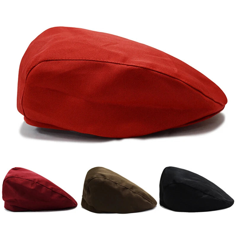 Classic Cotton Blend Ivy Beret Cap – Unisex Adjustable Flat Brim Hat