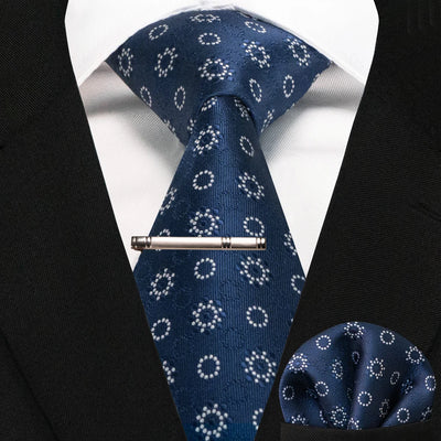 JEMYGINS Black Plaid Silk Tie Set for Men – Necktie, Handkerchief & Tie Clip