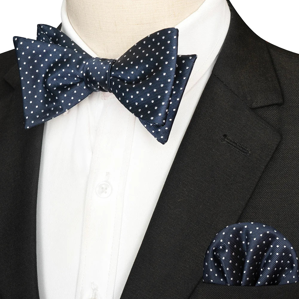 Striped Silk Bow Tie & Pocket Square Set – Refined Elegance for Every Occasion