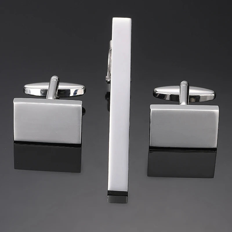 Classic Laser-Engraved Tie Clip & Cufflink Set