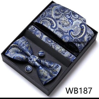 VanGise Prestige Tuxedo Gift Set – Silk Tie, Bow Tie, Cufflinks & Handkerchief