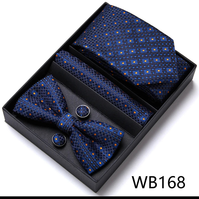 VanGise Prestige Tuxedo Gift Set – Silk Tie, Bow Tie, Cufflinks & Handkerchief