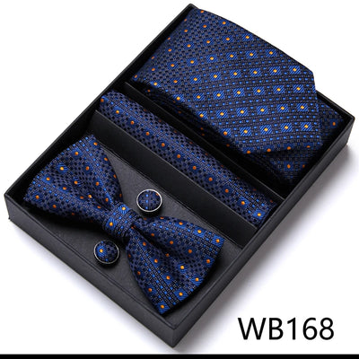 VanGise Prestige Tuxedo Gift Set – Silk Tie, Bow Tie, Cufflinks & Handkerchief