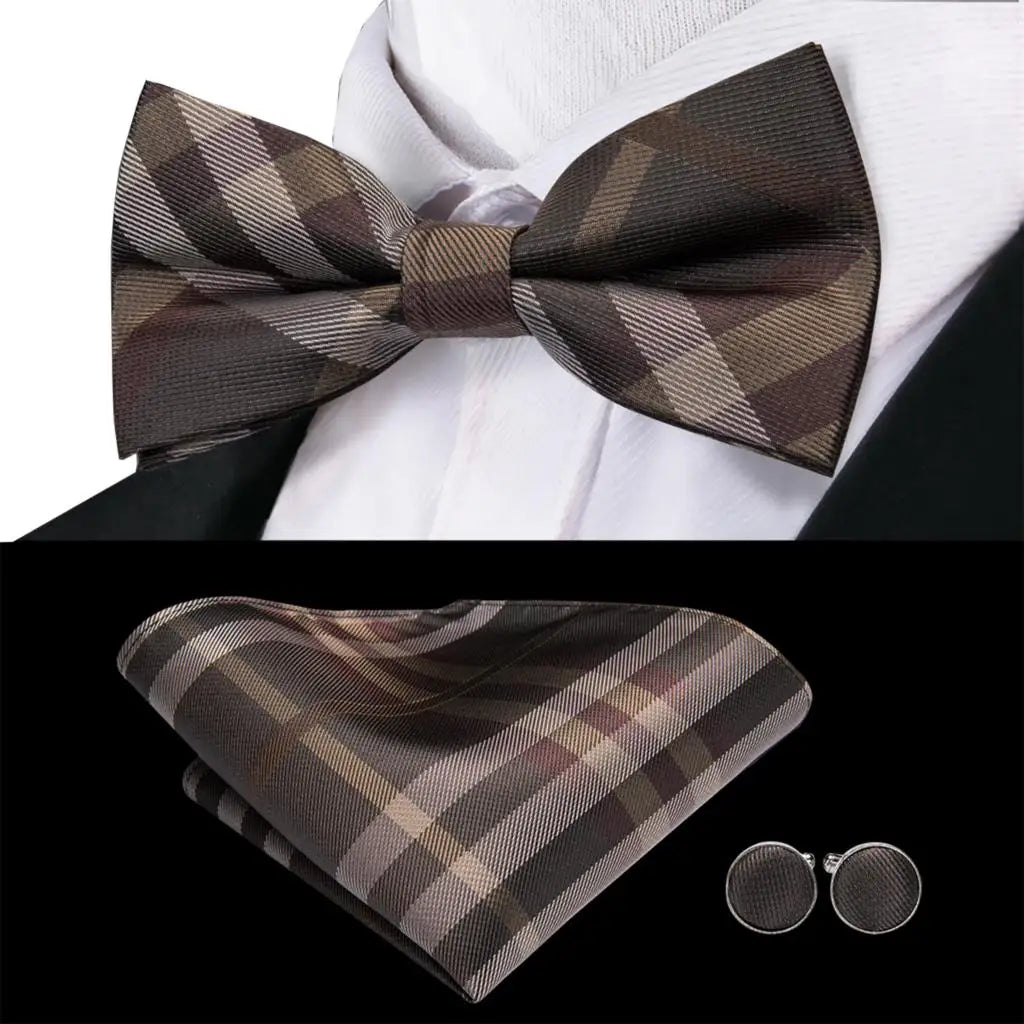 Champagne Gold Floral Pre-Tied Bow Tie Gift Set