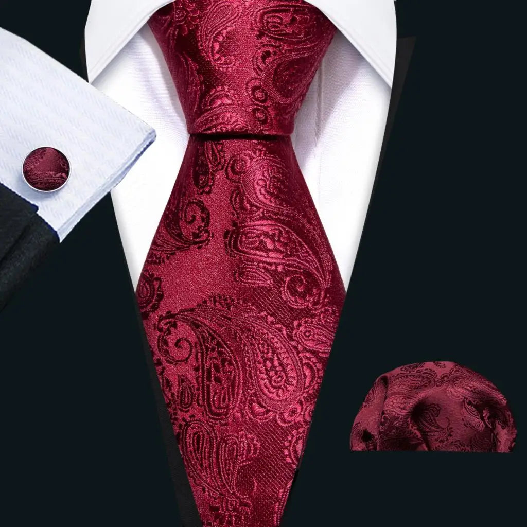 The Burgundy Rose Silk Tie Set