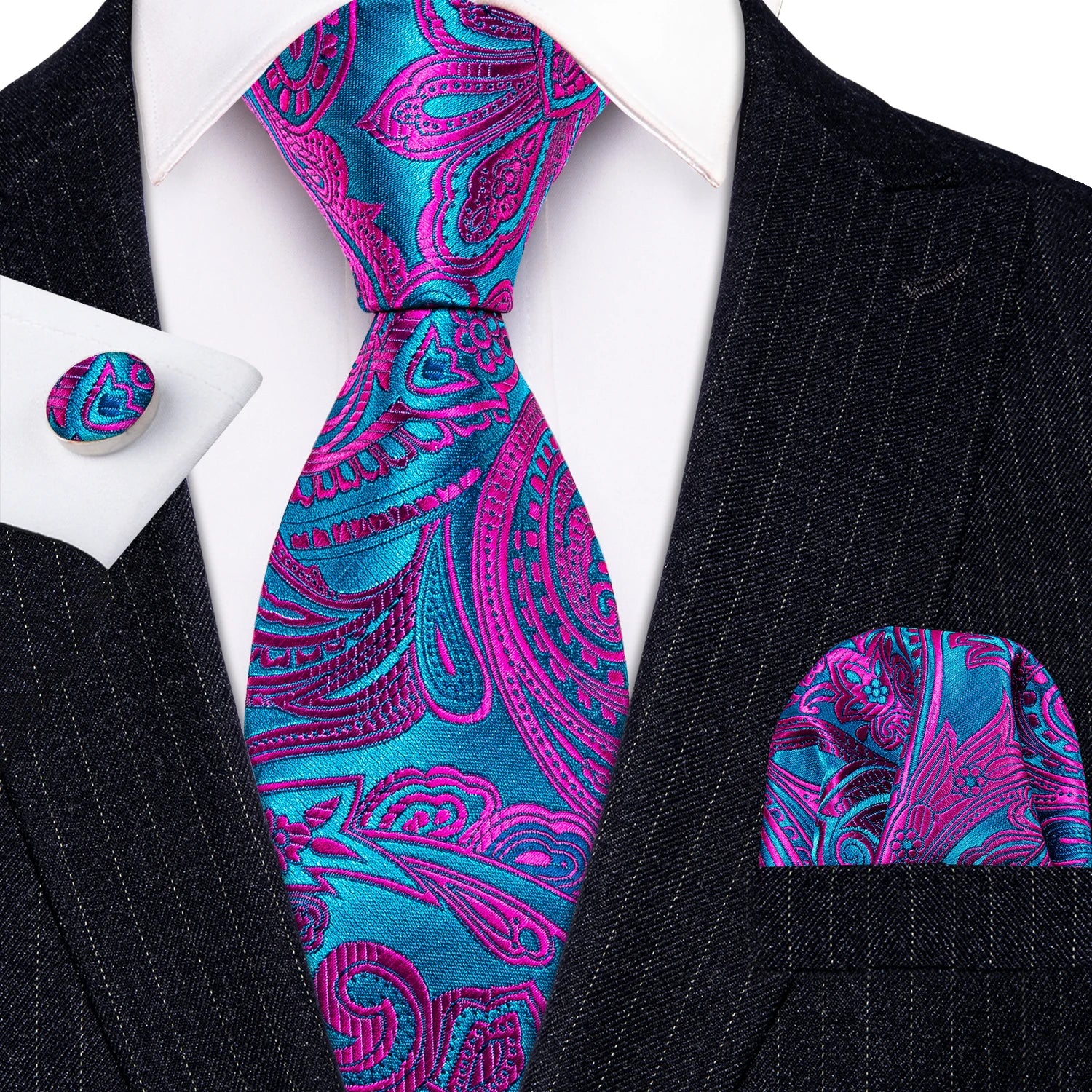 The Purple Floral Silk Tie Set