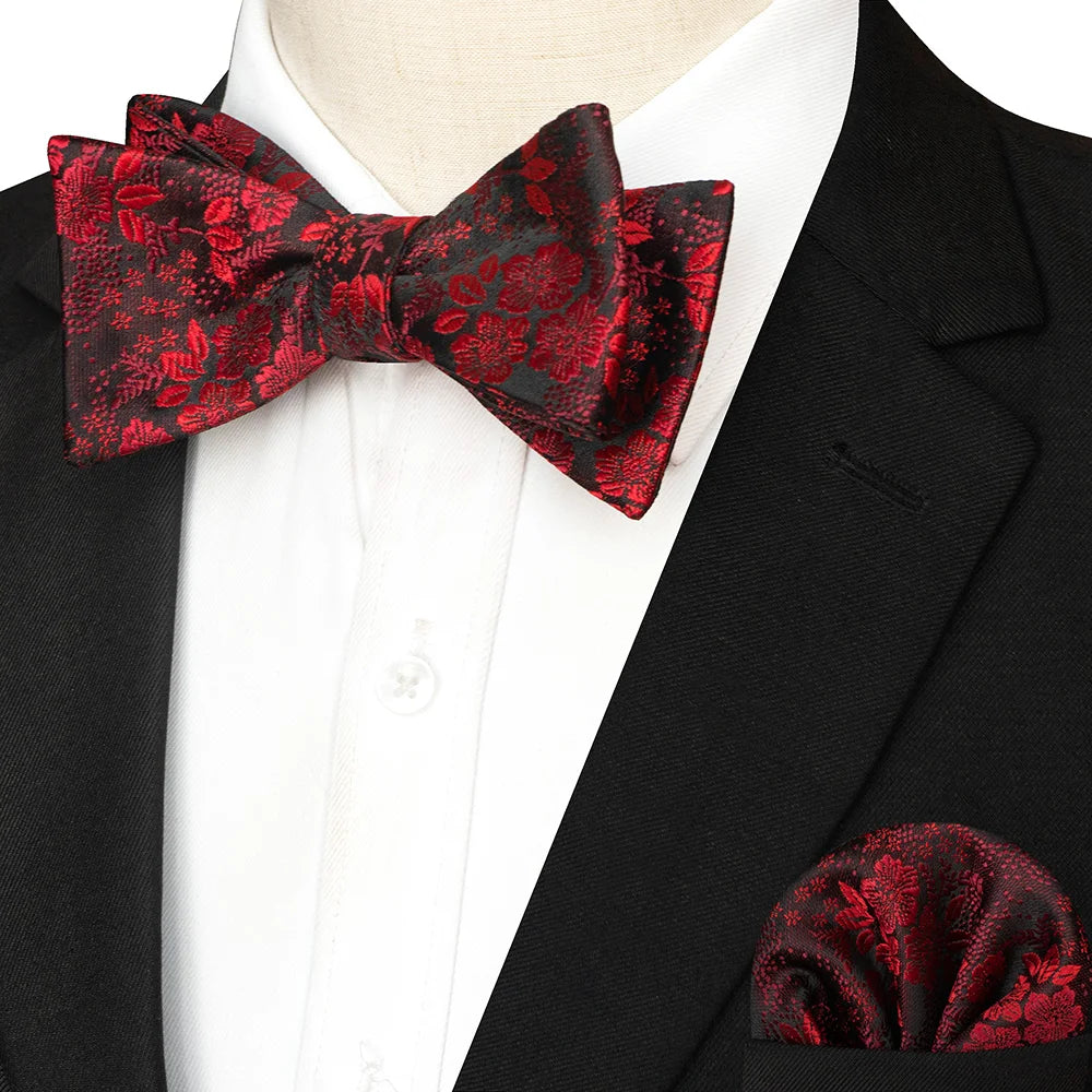 Striped Silk Bow Tie & Pocket Square Set – Refined Elegance for Every Occasion