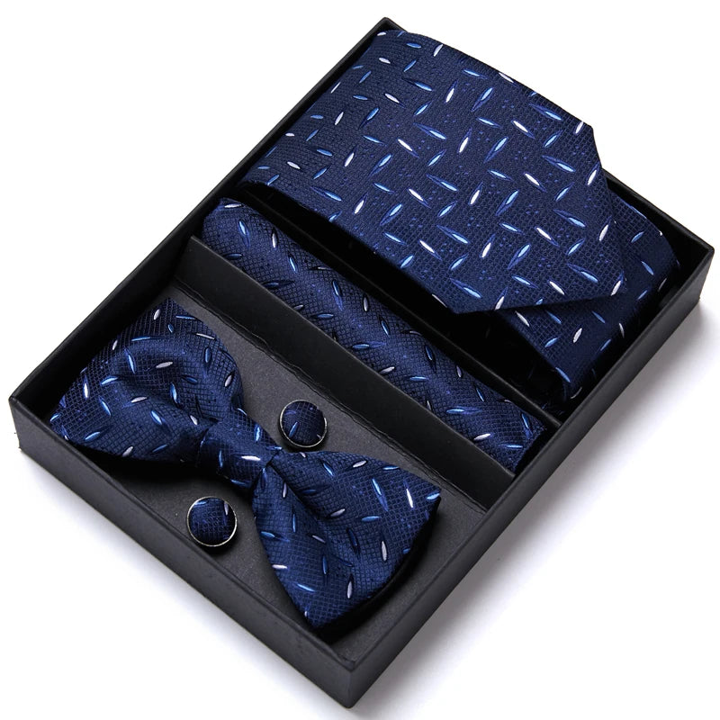 VanGise Prestige Tuxedo Gift Set – Silk Tie, Bow Tie, Cufflinks & Handkerchief