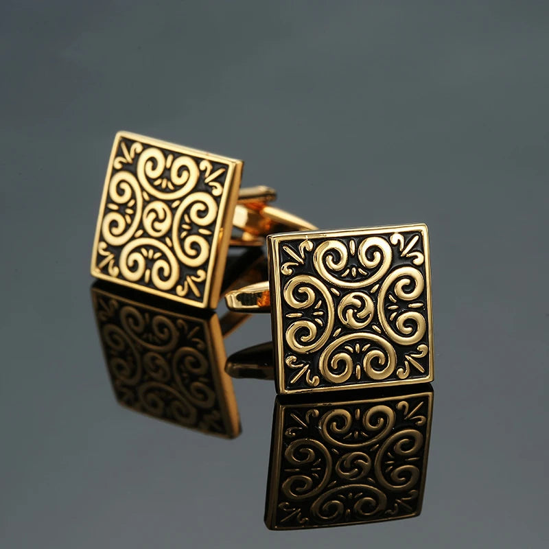 Retro Blue & Black Square Pattern Cufflinks