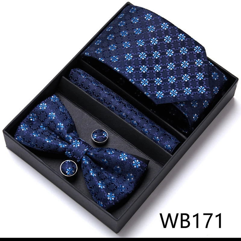 VanGise Prestige Tuxedo Gift Set – Silk Tie, Bow Tie, Cufflinks & Handkerchief