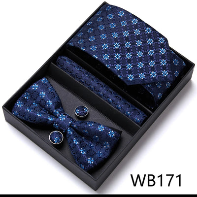 VanGise Prestige Tuxedo Gift Set – Silk Tie, Bow Tie, Cufflinks & Handkerchief