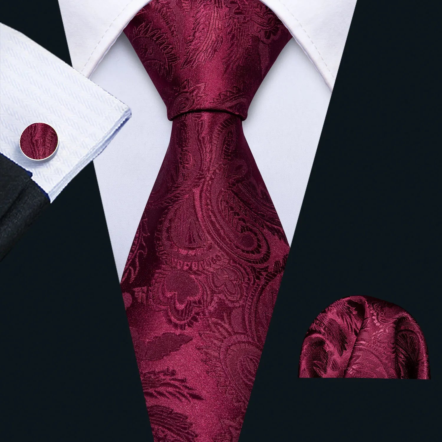 The Burgundy Rose Silk Tie Set