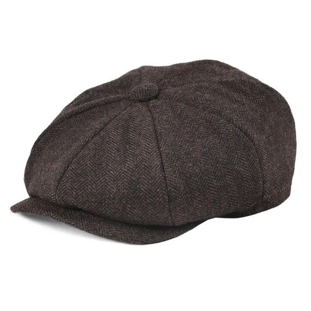 Men’s Herringbone Newsboy Beret – Classic Winter Casual Hat
