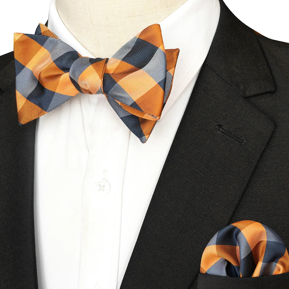 Striped Silk Bow Tie & Pocket Square Set – Refined Elegance for Every Occasion