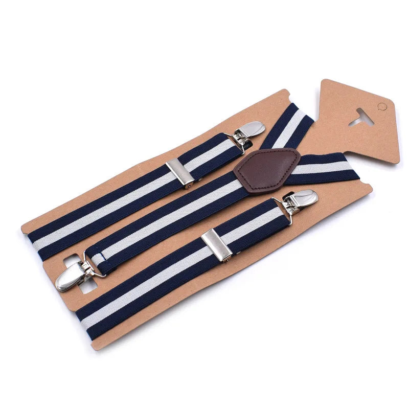 Hbright Classic 3-Clip Adjustable Suspenders – Striped Elastic Braces for Men