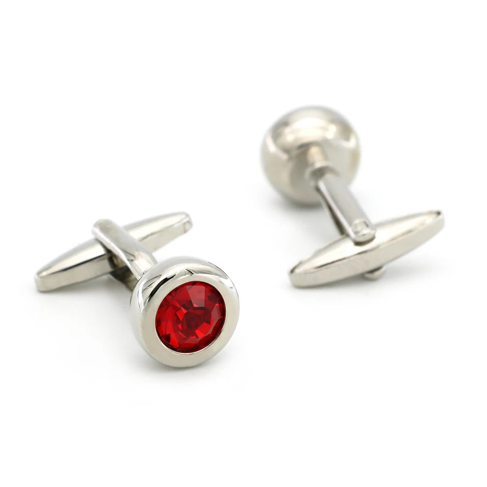 Crystal Heart Brass Cufflinks