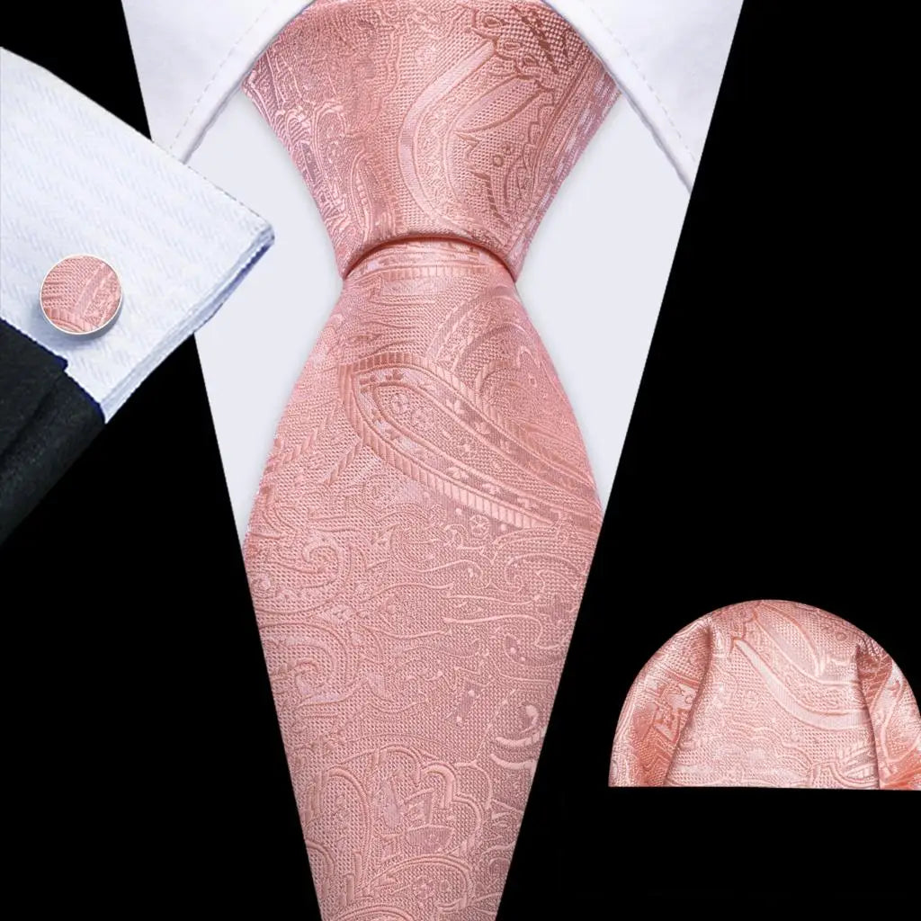 The Pink Coral Silk Tie Set