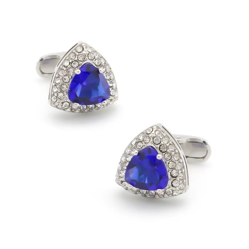 Crystal Heart Brass Cufflinks