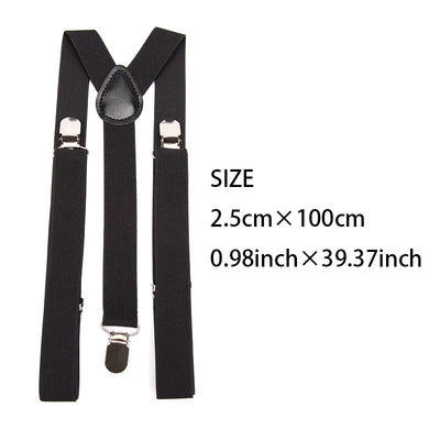 Unisex Solid Color Elastic Leather Suspenders – Adjustable Braces for Suits, Skirts & Weddings