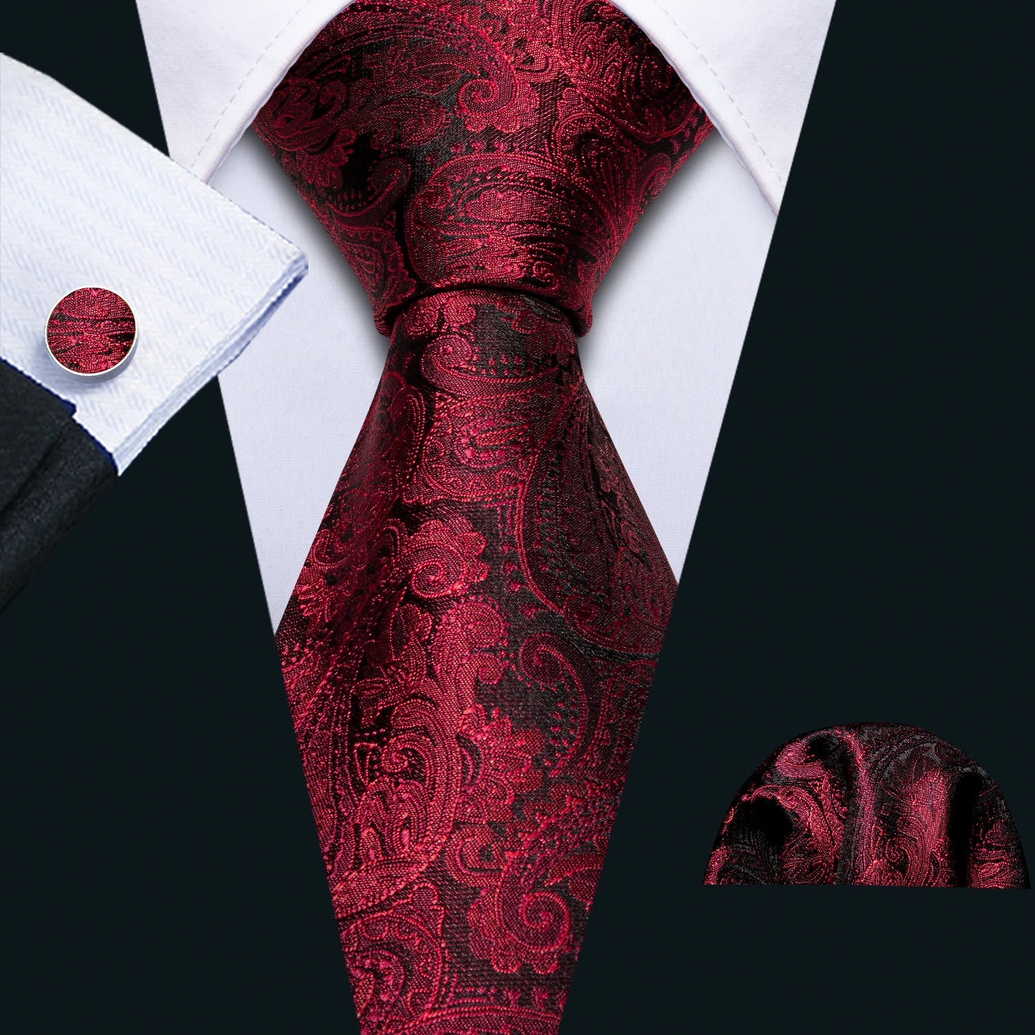 The Burgundy Rose Silk Tie Set