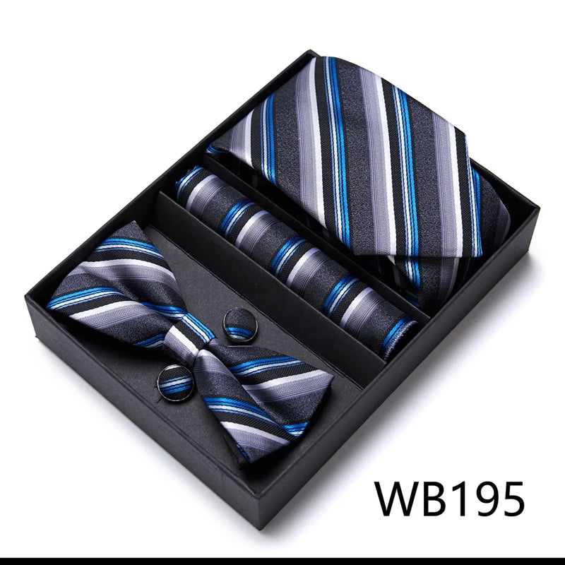 VanGise Prestige Tuxedo Gift Set – Silk Tie, Bow Tie, Cufflinks & Handkerchief