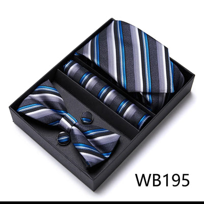 VanGise Prestige Tuxedo Gift Set – Silk Tie, Bow Tie, Cufflinks & Handkerchief