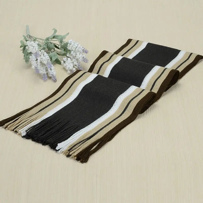 Casual Cashmere Men Striped Scarf – Winter Warm Tassel Shawl
