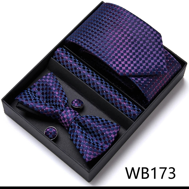 VanGise Prestige Tuxedo Gift Set – Silk Tie, Bow Tie, Cufflinks & Handkerchief