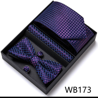 VanGise Prestige Tuxedo Gift Set – Silk Tie, Bow Tie, Cufflinks & Handkerchief