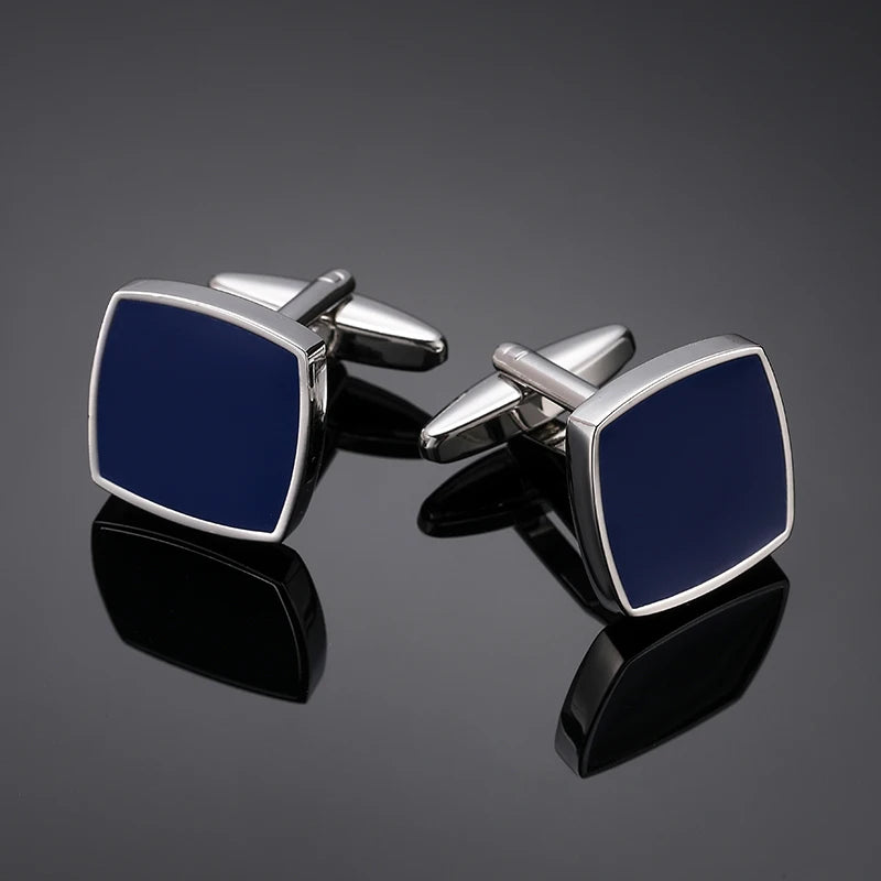 Retro Blue & Black Square Pattern Cufflinks