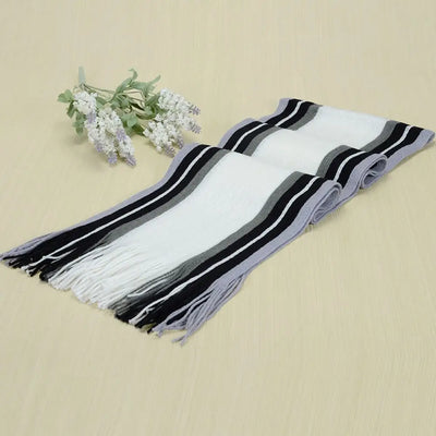 Casual Cashmere Men Striped Scarf – Winter Warm Tassel Shawl