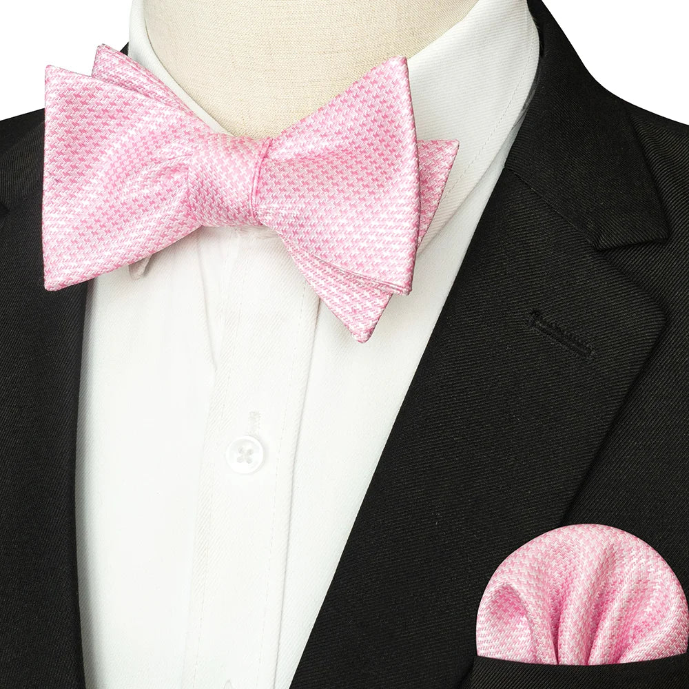 Striped Silk Bow Tie & Pocket Square Set – Refined Elegance for Every Occasion