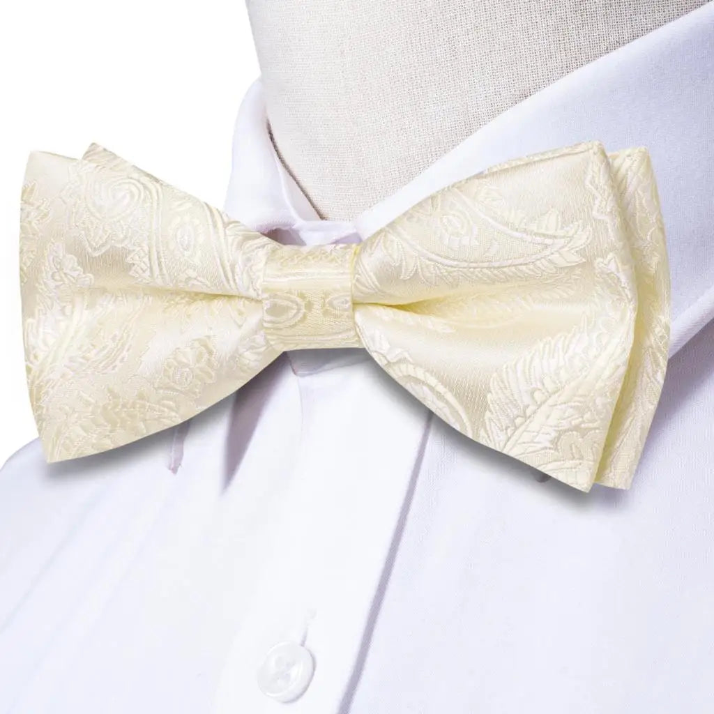Champagne Gold Floral Pre-Tied Bow Tie Gift Set