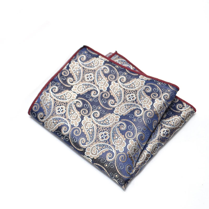 25cm Men’s Classic Paisley Striped Pocket Square – Elegant Handkerchief for Suit & Wedding