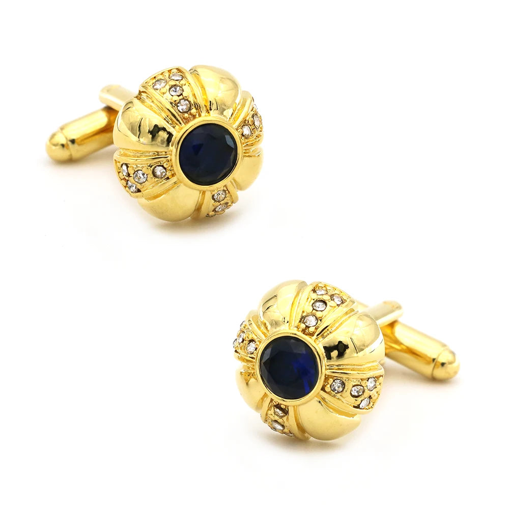 Crystal Heart Brass Cufflinks