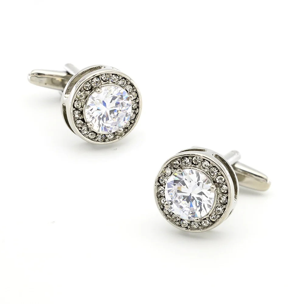 Crystal Heart Brass Cufflinks
