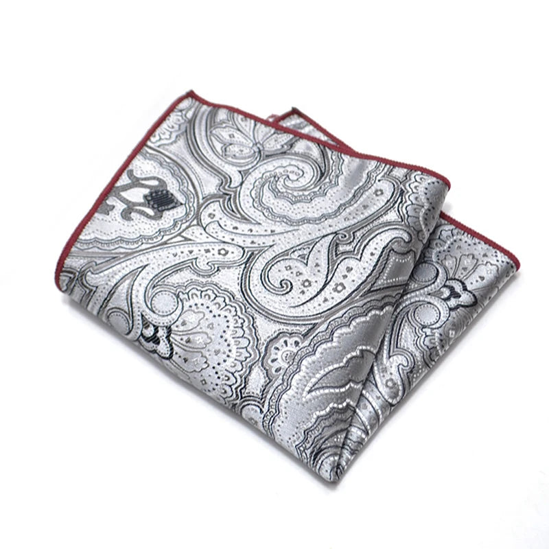 25cm Men’s Classic Paisley Striped Pocket Square – Elegant Handkerchief for Suit & Wedding