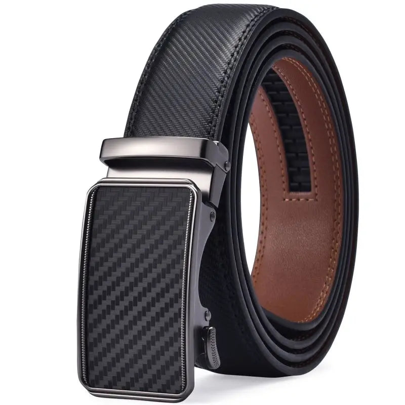 FlexAlign Men’s Leather Ratchet Belt – Premium Automatic Buckle Dress Belt