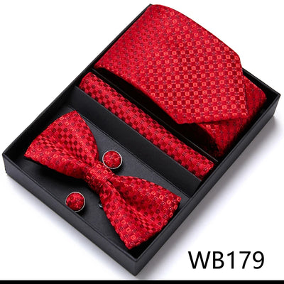 VanGise Prestige Tuxedo Gift Set – Silk Tie, Bow Tie, Cufflinks & Handkerchief