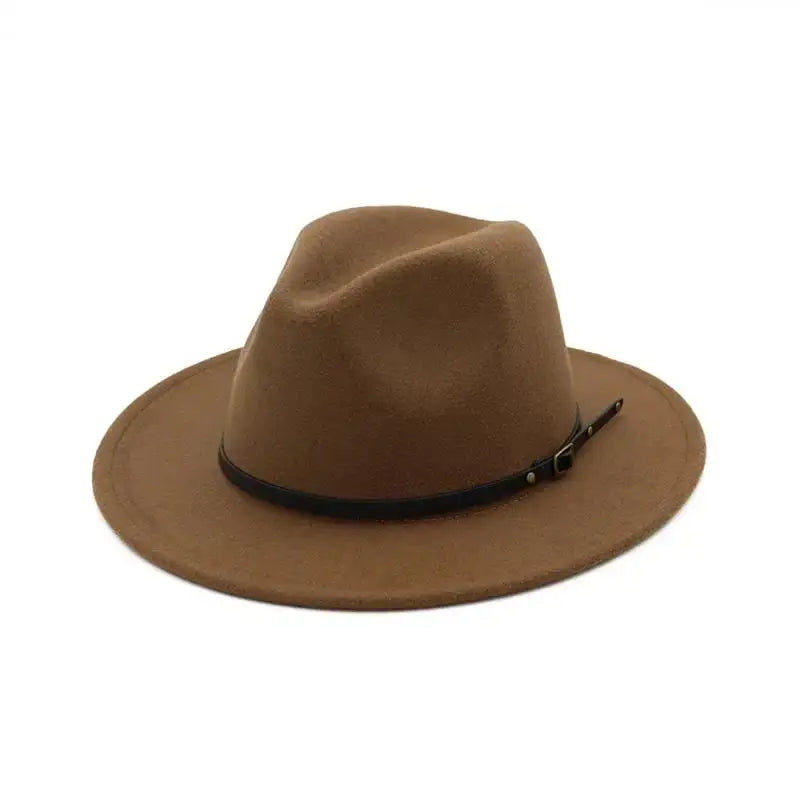 Men’s Fashion Simple Solid Color Vintage Wide Brim Fedora Hat
