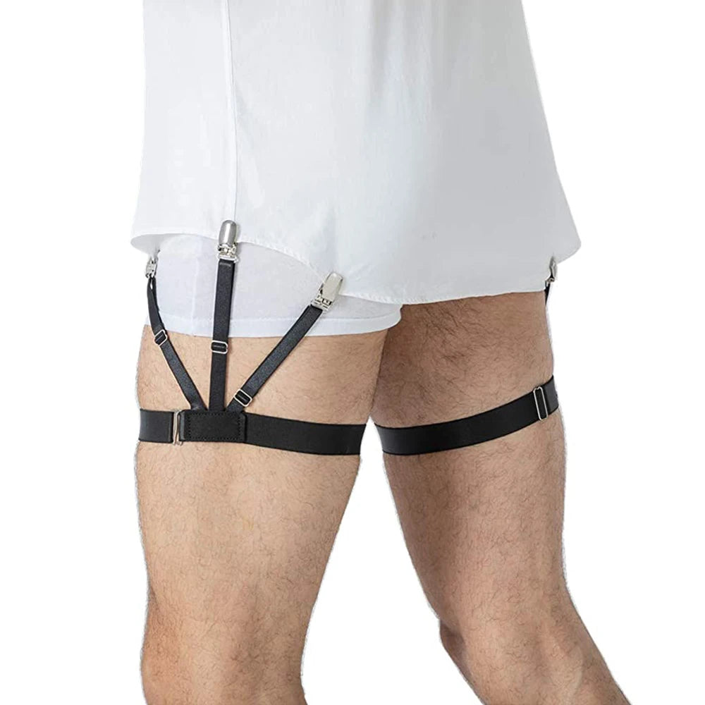 Men’s Adjustable Shirt Stays – Non-Slip Elastic Garters for a Perfectly Tucked Look