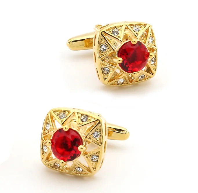 Crystal Heart Brass Cufflinks