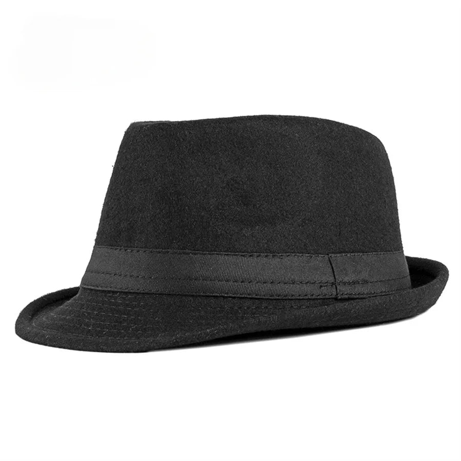 Unisex British Felt Jazz Fedora Hat – Elegant Wool Bucket Hat for Autumn & Winter