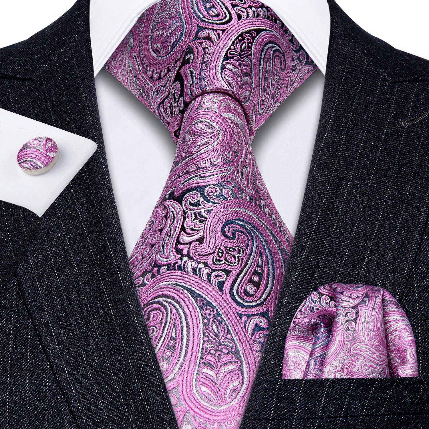 The Purple Floral Silk Tie Set